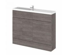 Meuble-Lavabo Wengé Gris Brun 110 x 86.4 x 25.5cm MDF Marbre 2 Portes