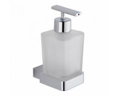 Distributeur de Savon Poussoir Zinc Chromé Verre Dépoli Design Moderne