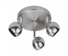 Biard® Luminaire Plafonnier LED 3 x GU10 Ohio Acier Inoxydable Nickel