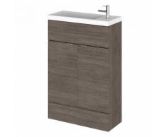 Meuble-Lavabo Wengé Gris Brun 60 x 86.4 x 25.5cm 2 Portes MDF Marbre
