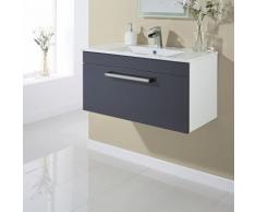 Meuble sous Lavabo Suspendu Céramique MDF Gris Laqué Moderne 80.5x46cm