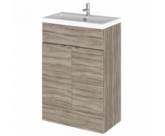 Meuble-Lavabo Wengé Sable Foncé 2 Portes MDF Marbre 60 x 86.4 x 35.5cm