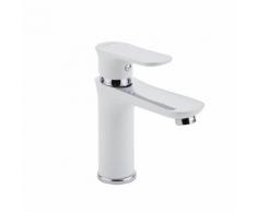 Mitigeur Lavabo Vasque Blanc & Chrome Moven Monotrou Laiton Massif