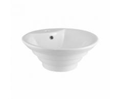 Vasque Lavabo Design Moderne Ronde à Poser Sur Plan Céramique Blanche