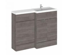 Meuble-Lavabo Wengé Gris Brun 110 x 86.4 x 35.5cm 2 Portes MDF Marbre