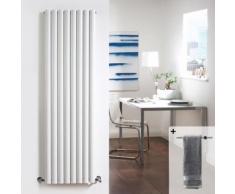 Radiateur Design Vertical Acier Blanc 178x47.2cm Barre Porte-Serviette