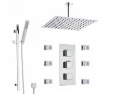 Kit de Douche Mitigeur Thermostatique Encastré Hydromassant & Pommeau