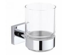 Porte Brosse à Dents Laiton Chromé Gobelet Verre Transparent Moderne