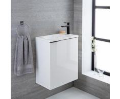 Meuble-Lavabo 50x30x60cm Randwick Vasque Marbre MDF Blanc Laqué Design