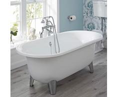 Baignoire Ovale sur Pieds Acrylique Design Rétro Îlot Pattes de Sphinx