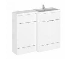 Meuble-Lavabo Blanc Laqué 110 x 86.4 x 35.5cm Deux Portes MDF Marbre