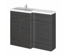 Meuble-Lavabo Noir Wengé 110 x 86.4 x 35.5cm Deux Portes MDF Marbre