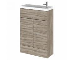 Meuble-Lavabo Wengé Sable Foncé MDF Marbre 2 Portes 60 x 86.4 x 35.5cm