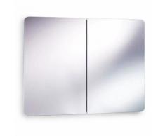 Armoire Miroir de Salle de Bains Verre Sécurité Acier 80x60x12cm