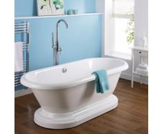 Baignoire Îlot Ovale sur Socle Acrylique Bain Sabot Sur Pieds Moderne