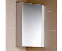 Armoire Miroir D'Angle de Salle de Bains MDF Blanc 1 Étagère Moderne