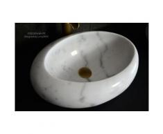 Vasque pierre 50x38 en Marbre Blanc oblongue COCOON WHITE