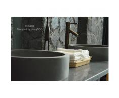 40cm Vasque de salle de bain ronde en pierre naturelle Basalte - RONDO