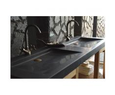 Double vasque en pierre 160x50 Granit noir Luxe - FOLEGE SHADOW
