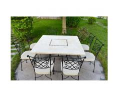 Table de jardin carrée 140cm mosaïque pour extérieur intérieur en marbre