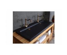 Double vasque en pierre 140x50 Granit Noir Luxe - LOVE SHADOW