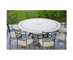 Table de jardin Ronde en mosaïque de marbre 160cm 125cm - IMHOTEP