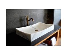 70x40 Grande Vasque en Pierre de marbre Blanc TOJI WHITE