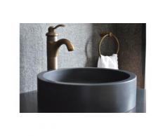 Vasque en pierre ronde 40x11 Basalte noir luxe - RONDO DARK