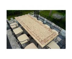Table mosaïque de jardin en pierre naturelle marbre 160-200-240 italien persan TOSCANE