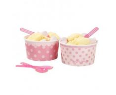 8 Pots à glace avec petites cuillères roses Pink party Taille Unique