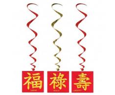3 Suspensions nouvel an chinois 102 cm Taille Unique