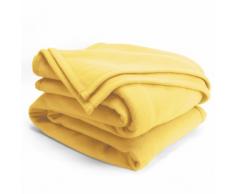 Couverture polaire 220x240 cm Isba, Jaune pollen - 100% Polyester 320 g/m2, traité non-feu