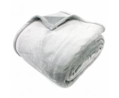 Couverture polaire 220x240 cm Microfibre 100% Polyester 320 g/m2 VELVET Gris Perle
