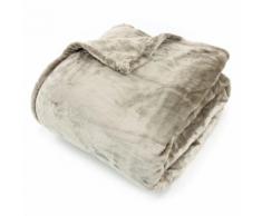 Couverture polaire 240x260 cm Microfibre 100% Polyester 320 g/m2 VELVET Marron Taupe