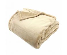 Couverture polaire 180x240 cm Microfibre 100% Polyester 320 g/m2 VELVET Beige