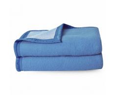Couverture pure laine vierge Woolmark 500g/m², VOLTA 180x240 cm Bleu Azur