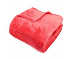 Couverture polaire 220x240 cm Microfibre 100% Polyester 320 g/m2 VELVET Orange Corail