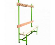 Banc vestiaire sportif vert avec patères E2456