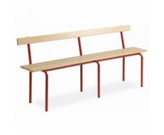 Banc vestiaire avec dossier pieds rouges E2434