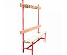 Banc vestiaire sportif rouge avec patères E2452