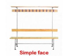 Banc vestiaire bois gris avec patères et porte-sacs E2479