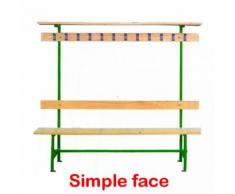 Banc vestiaire bois vert avec patères et porte-sacs E2492