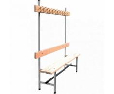Banc vestiaire sport gris avec patères E2443