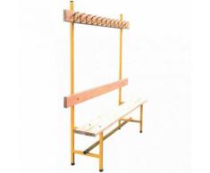 Banc vestiaire sport jaune avec patères E2447