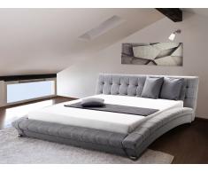 Lit design en tissu - lit double 180x200 cm - sommier inclus - Lille - gris