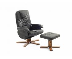 Fauteuil massant - fauteuil de bureau avec repose pied - cuir noir - RelaxPro