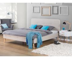 Lit en tissu - lit double 180x200 cm - beige - sommier inclus - Rennes