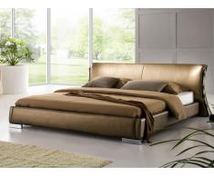 Lit design en cuir - lit double 160x200 cm - or - sommier inclus - Paris