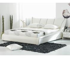 Lit design en cuir - lit double 160x200 cm - blanc - sommier inclus - Nantes