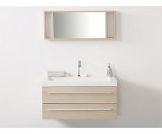 Meuble vasque à tiroirs - miroir inclus - beige - Barcelona